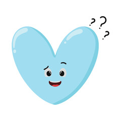 Cute Hand Drawn Blue Heart Unsure Questioning
