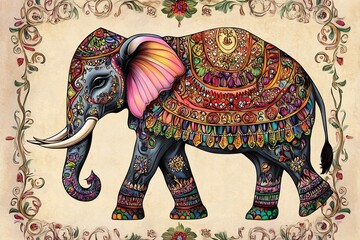 ornate festival elephant illustration