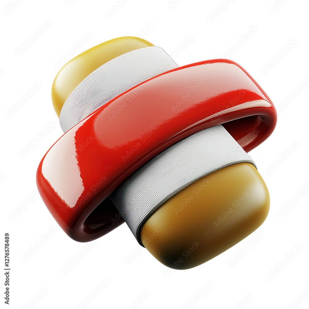 Aufkleber a 3d abstract design featuring a red and gold ring intertwined with white elements, creating a moder