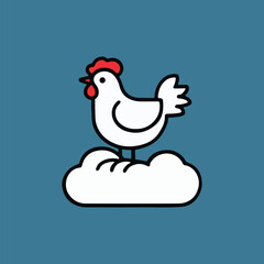 vector icon chicken on the cloud logo