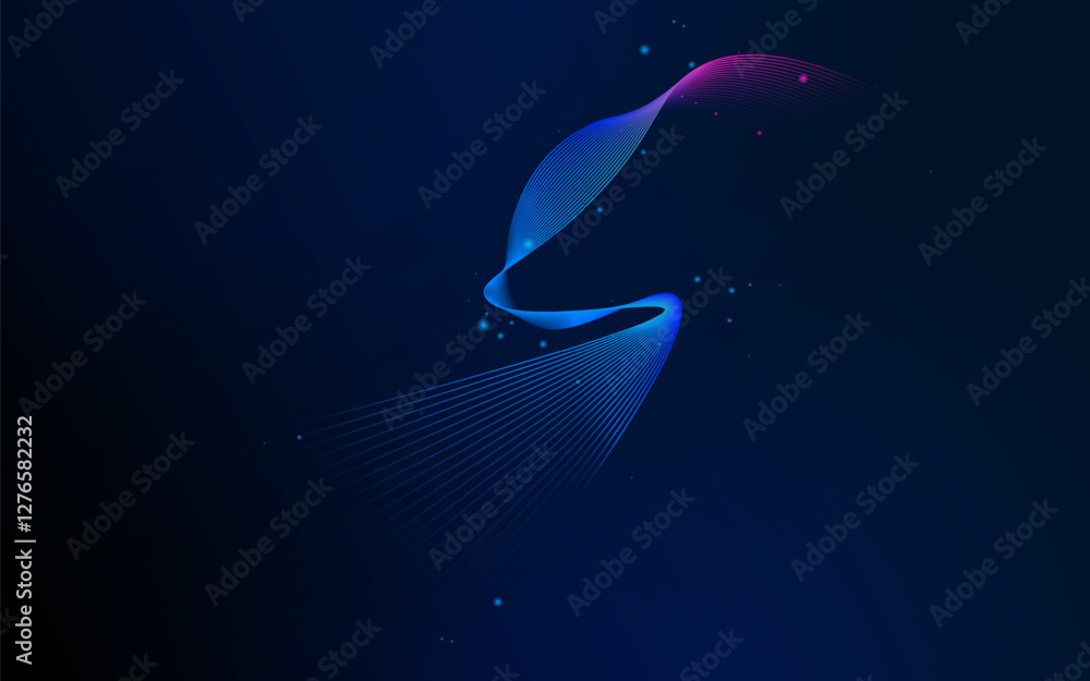 Poster abstract flowing lines wave gradient background digital dynamic flow