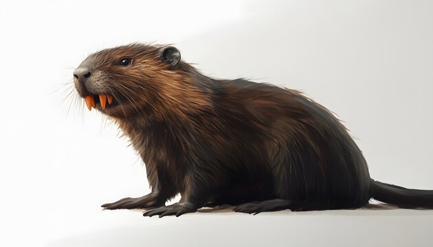 Realistic depiction of a brown beaver with prominent orange teeth