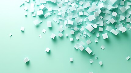 Abstract background of scattered light blue cubes