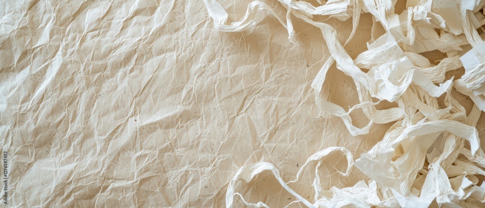 Poster textured background with shredded recycled paper on one side.
