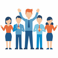 Fototapeta premium Business colleagues applauding team effort in flat vector style image