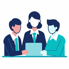 Business professionals in productive discussion using flat vector style artwork