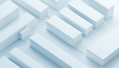 Abstract geometric white architectural structures with soft shadows, modern futuristic minimalist composition, high-definition clarity