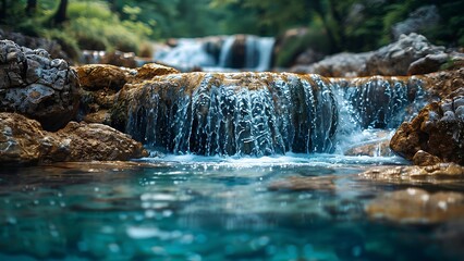 Obraz premium Pure Glacier Water Flowing in Crystal Clear Streams Serene Nature Sounds