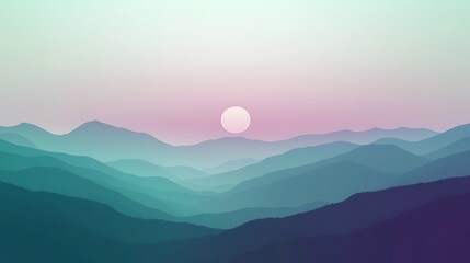 Serene Sunset Over Rolling Mountain Ranges