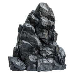 PNG lava black rock structure isolated on background. 