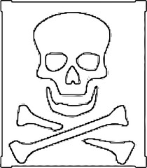 skull and crossbones lineart with square border