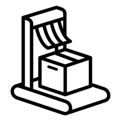 icon of a conveyor belt with a package passing through a scanner symbolizing cargo inspection and logistics processing.