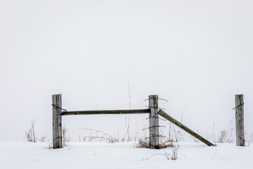 An Old Fence in Snow