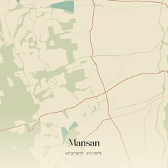 Obraz premium Vintage map of Mansan, France.