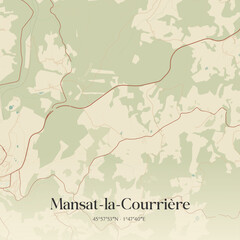 Obraz premium Vintage map of Mansat-la-Courrière, France.