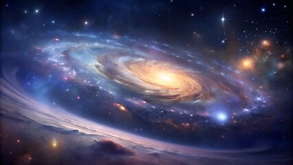 Stunning Cosmic Scene with Planets and Spiral Galaxy