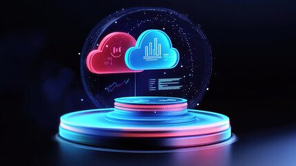 Best cloud platform provider. Colorful Cloud Computing Concept with Data Visualization Elements