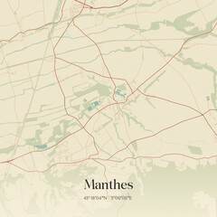 Fototapeta premium Vintage map of Manthes, France.