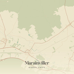 Obraz premium Vintage map of Marainviller, France.