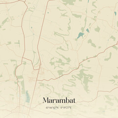 Obraz premium Vintage map of Marambat, France.
