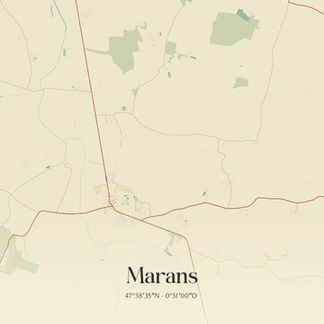 Vintage map of Marans, France.