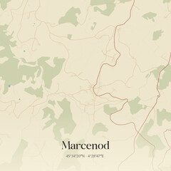 Fototapeta premium Vintage map of Marcenod, France.