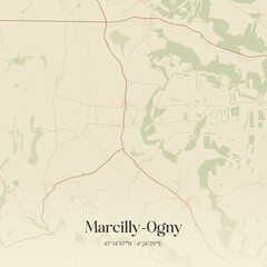 Obraz premium Vintage map of Marcilly-Ogny, France.
