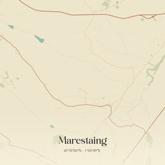 Fototapeta premium Vintage map of Marestaing, France.