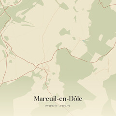 Obraz premium Vintage map of Mareuil-en-Dôle, France.