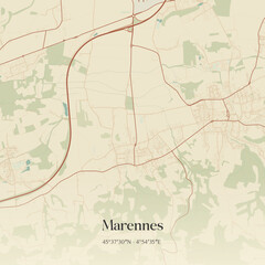 Obraz premium Vintage map of Marennes, France.