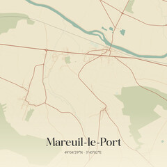 Obraz premium Vintage map of Mareuil-le-Port, France.