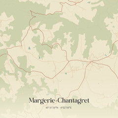Fototapeta premium Vintage map of Margerie-Chantagret, France.