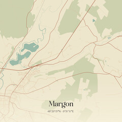 Fototapeta premium Vintage map of Margon, France.