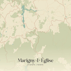 Obraz premium Vintage map of Marigny-l'Église, France.