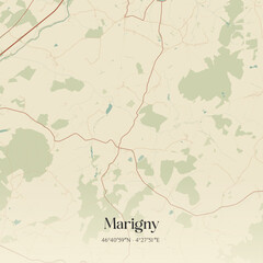 Fototapeta premium Vintage map of Marigny, France.