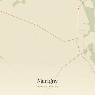 Vintage map of Marigny, France.