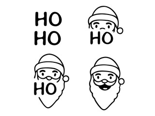 Ho Ho Ho set, Vector icon, Line art Vector, Doodle Icon