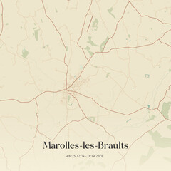 Obraz premium Vintage map of Marolles-les-Braults, France.