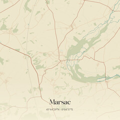 Vintage map of Marsac, France.