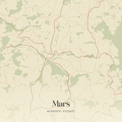 Fototapeta premium Vintage map of Mars, France.