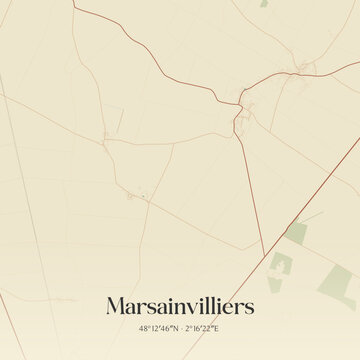 Vintage map of Marsainvilliers, France.