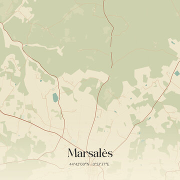 Vintage map of Marsal&egrave;s, France.
