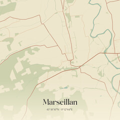 Obraz premium Vintage map of Marseillan, France.