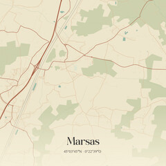 Obraz premium Vintage map of Marsas, France.