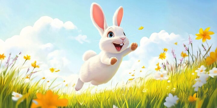 easter bunny hopping clipart