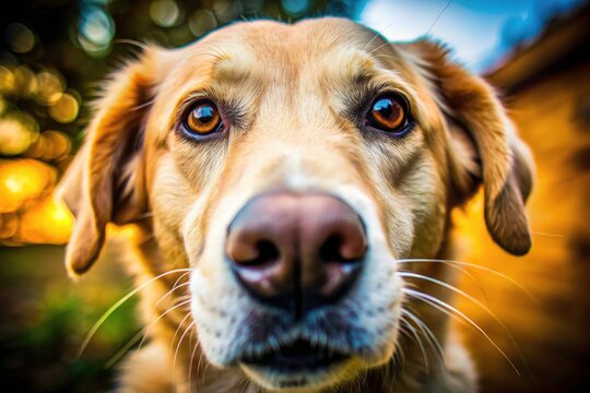 A close-up captures a dog's expressive nose and mouth, a candid pet portrait in documentary style.