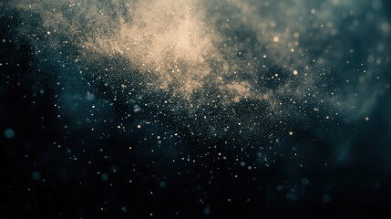 Obraz premium Abstract Dust Particles Floating in a Dark Background Creating a Mystical Atmosphere for Artistic or Scientific Projects