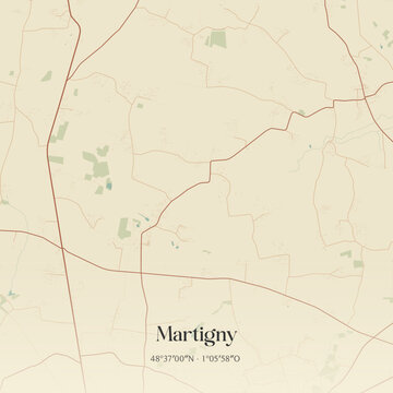 Vintage map of Martigny, France.