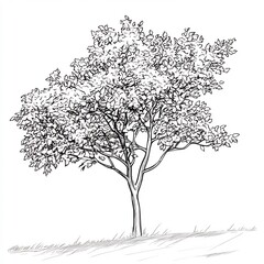 lone tree with simple line art