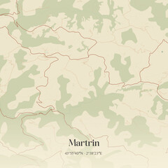 Obraz premium Vintage map of Martrin, France.